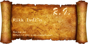 Rikk Iván névjegykártya